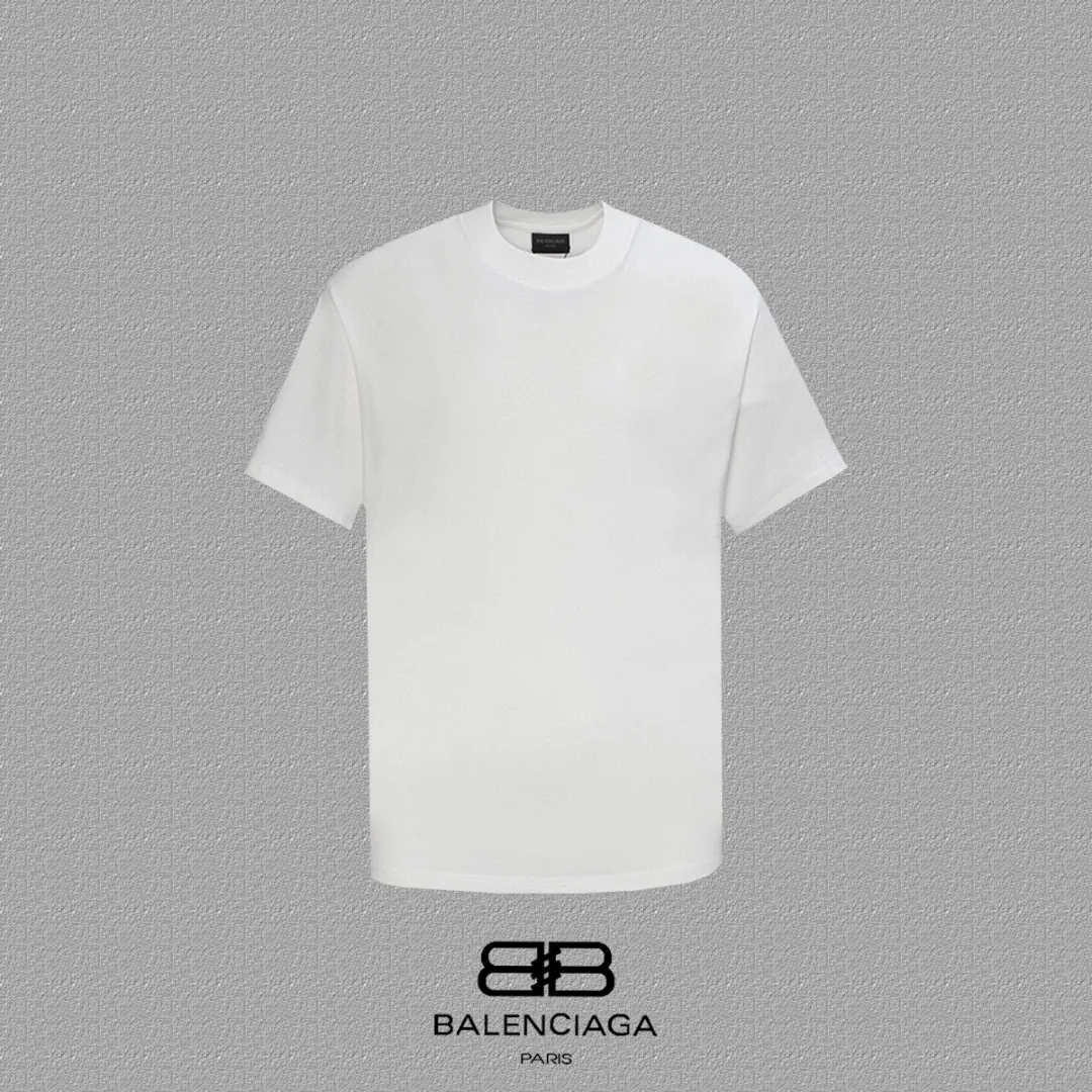BALENCIAGA BB letter printed short-sleeved T-shirt, custom-woven and dyed 280g combed cotton fabric, zero color difference in threads, perfect details, different from the current version on the market, welcome to compare, Same Style for men and women, must-sell in the picture above Color: White Black Size: 1 2 3 4